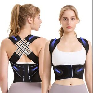 Black Posture Support Brace with Adjustable Straps